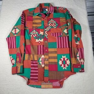 Wrangler Western Shirt Mens 16.5x35 Multicolor Geometric Southwestern Patchwork‎